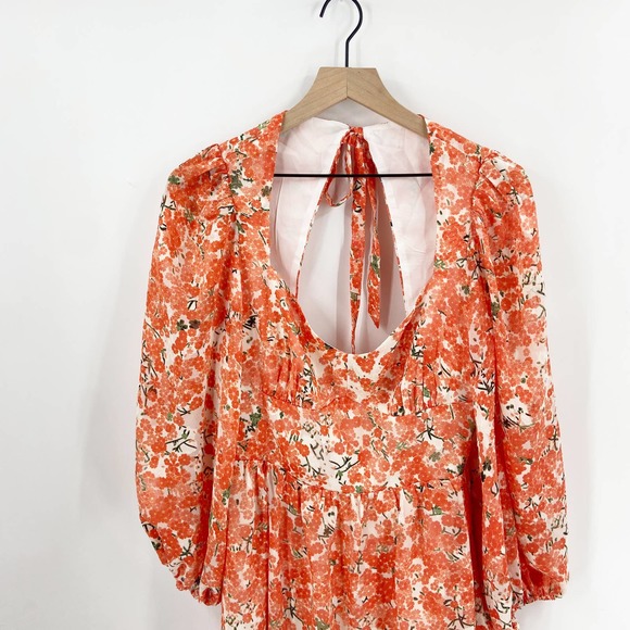 Hello Molly Floral Mini Dress in Orange and White - Picture 4 of 14